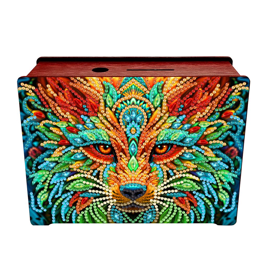 Creative 5D DIY Diamond Painting Money Saving Box Desktop Diamond Art Kits Wooden Coin Bank Storage Box for Home Decor and Gift