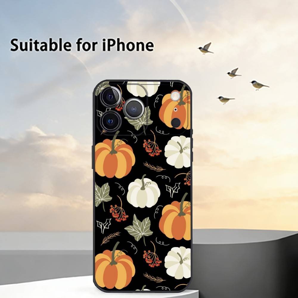 Autumn leaves P-pumpkin Phone Case For iPhone 17, 16,15,14,13,12,11 Plus,Pro Max, Others Soft Black Cover