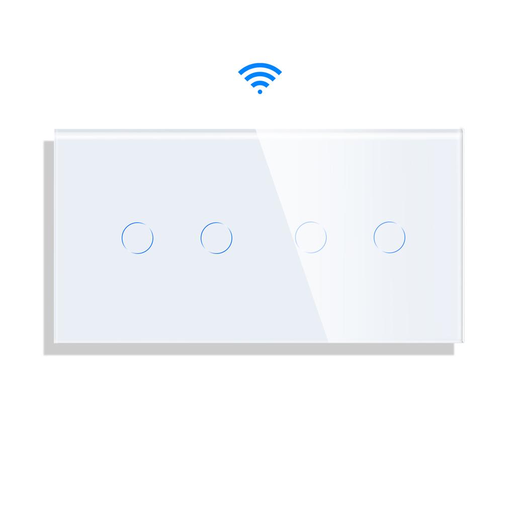 Bingoelec 4 Gang Tuya Smart Switch in Wall Switches Touch Switch Glass 2 Frame 2+2 Gang Alexa and Google Home