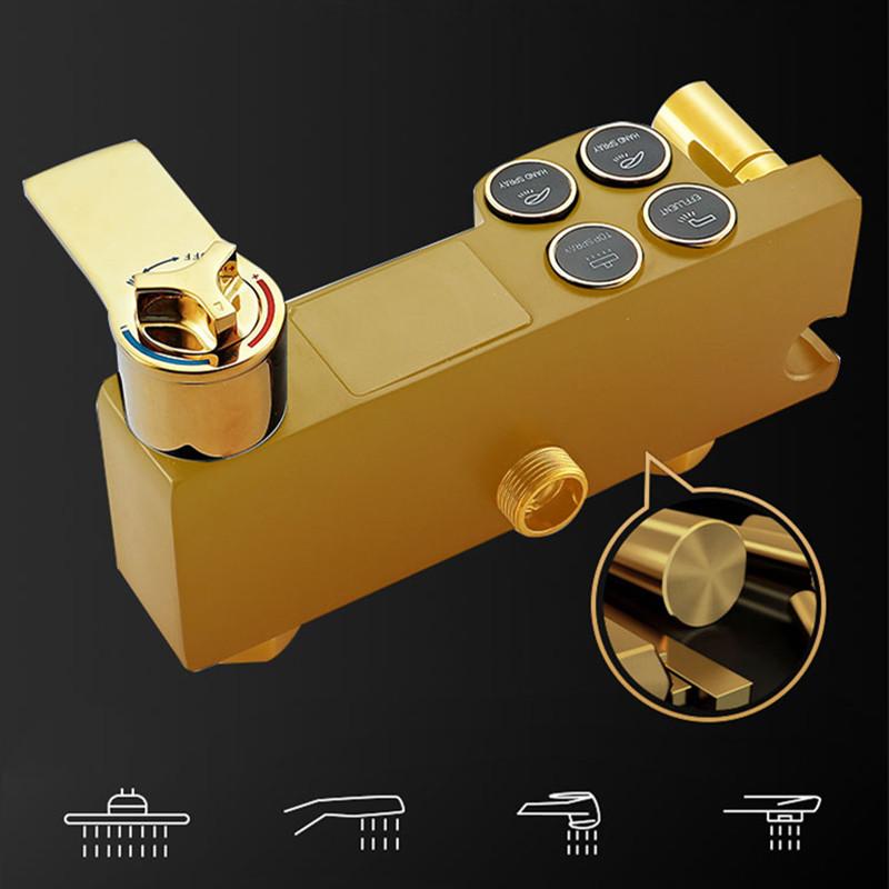 Cheap Bathroom Shower Set, White Gold Thermostatic Shower System of 10