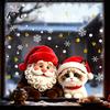 Holiday Atmosphere Wall Decals Christmas Santa Claus & Cat Static Window Clings, PVC Waterproof Glass Stickers, Decorative for Home Doors Store