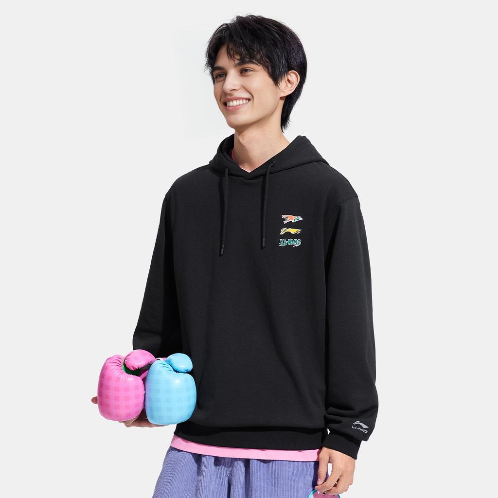Li Ning Sports Lifestyle Series High Street American Retro Fashion Versatile Hooded Printed Pullover Knit Long Sleeve Sweatshirt AWDV811-1