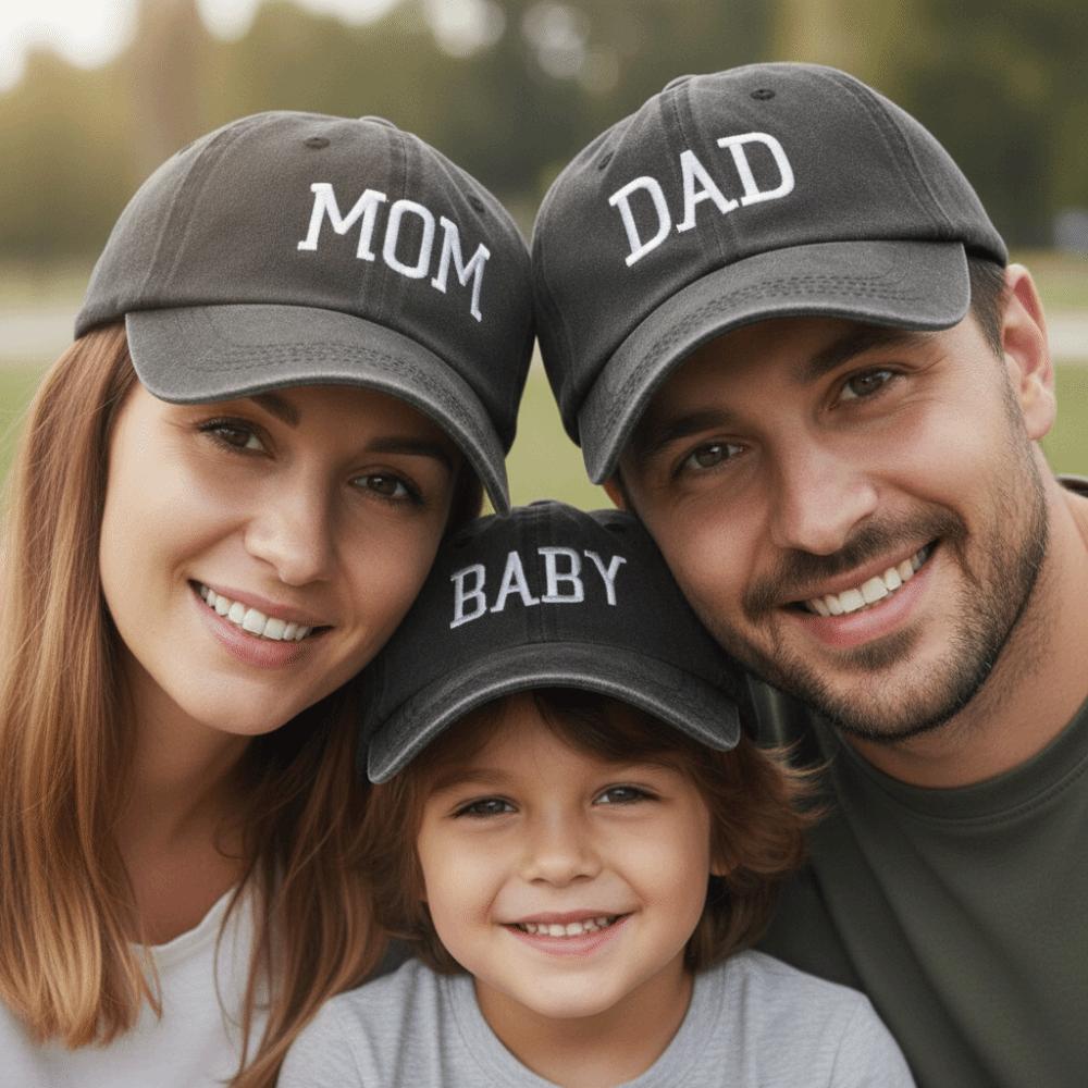Cotton Parent-child Baseball Hats Vintage Outdoor Sunscreen Hats DAD MOM BABY Embroidery Caps
