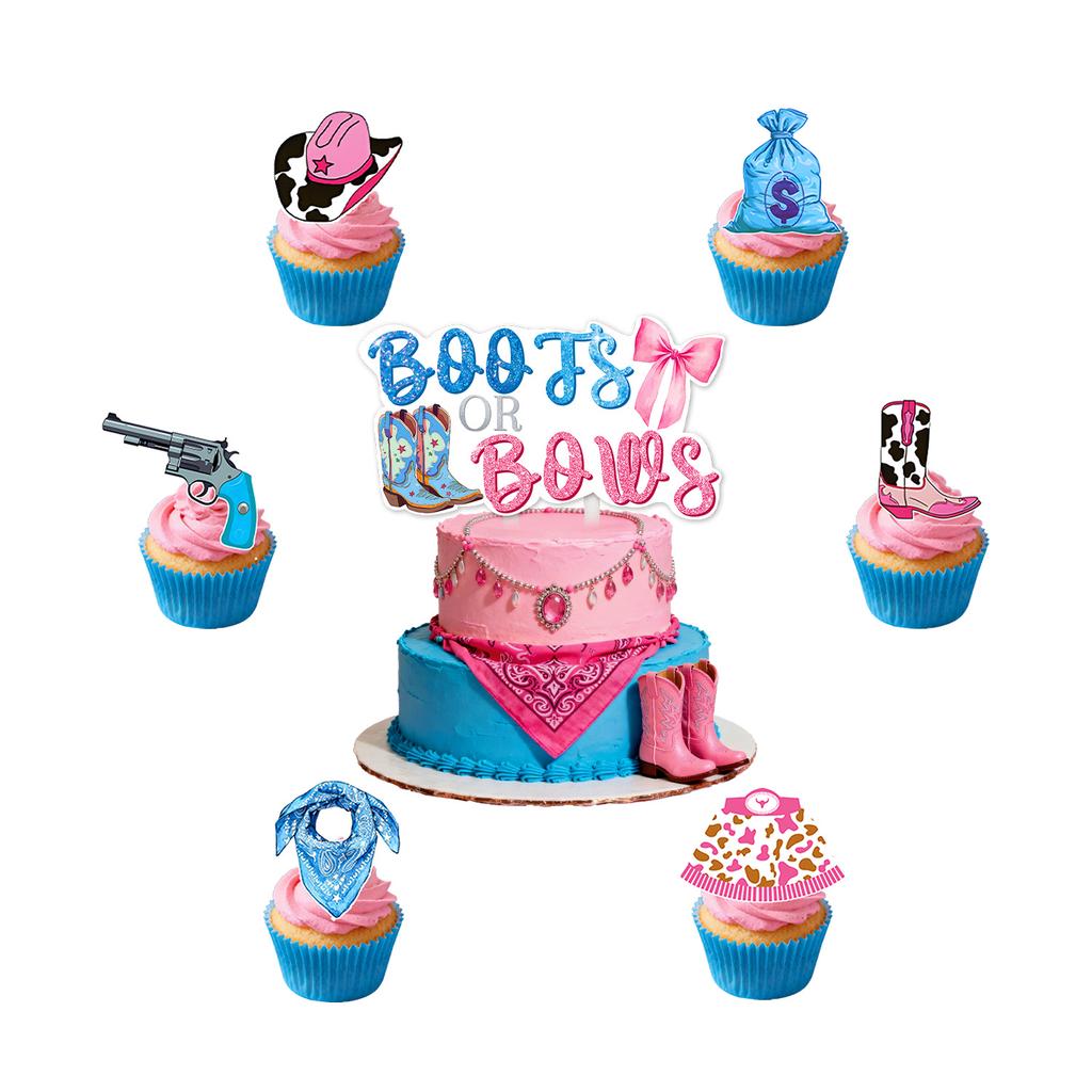 Popular Gender Reveal Theme Party Supplies Denim Style Gender Decoration Arrangement Props Tableware Banner