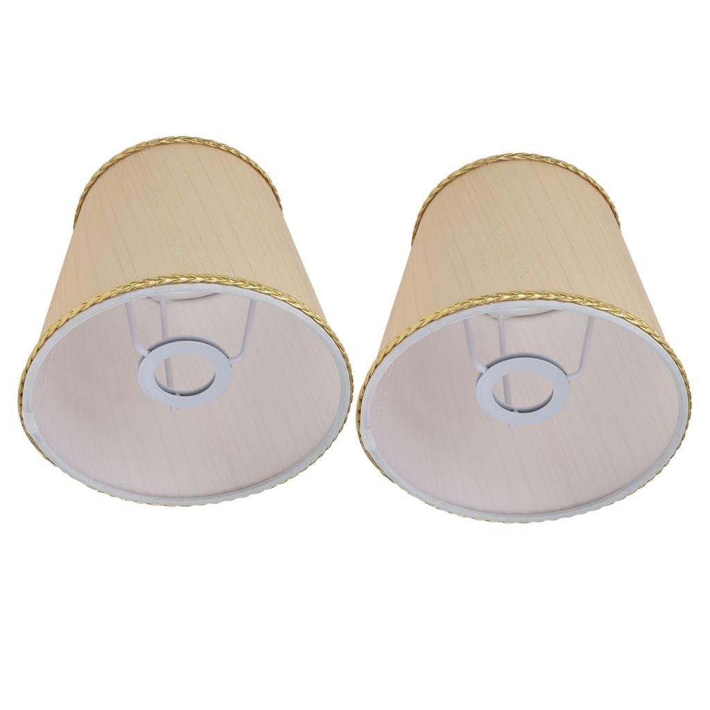2PCS Small Lamp Shade Fabric Beige Golden Edge Lampshade for E14 Table Chandelier Wall Lamp