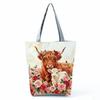 Highland Cow Print Single Shoulder Tote Bag - Large Capacity, Fashionable Zipper Handbag