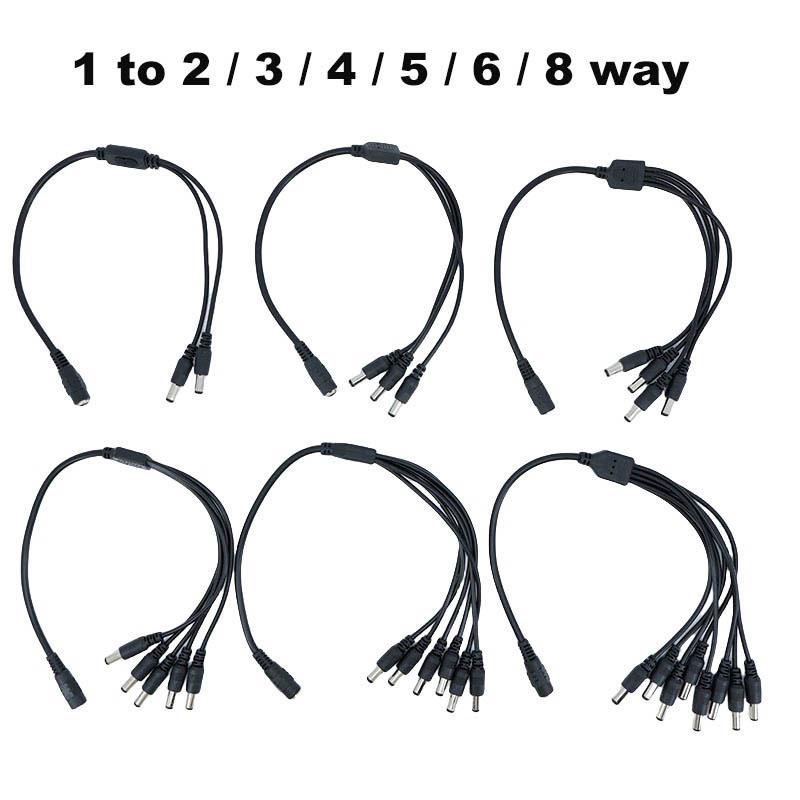 5.5x2.1mm DC 5v 12v 1 Female To 2/3/4/5/6/8 Way Male Power Supply Splitter Cable Adapter Connector Cord For Strip Light Camera