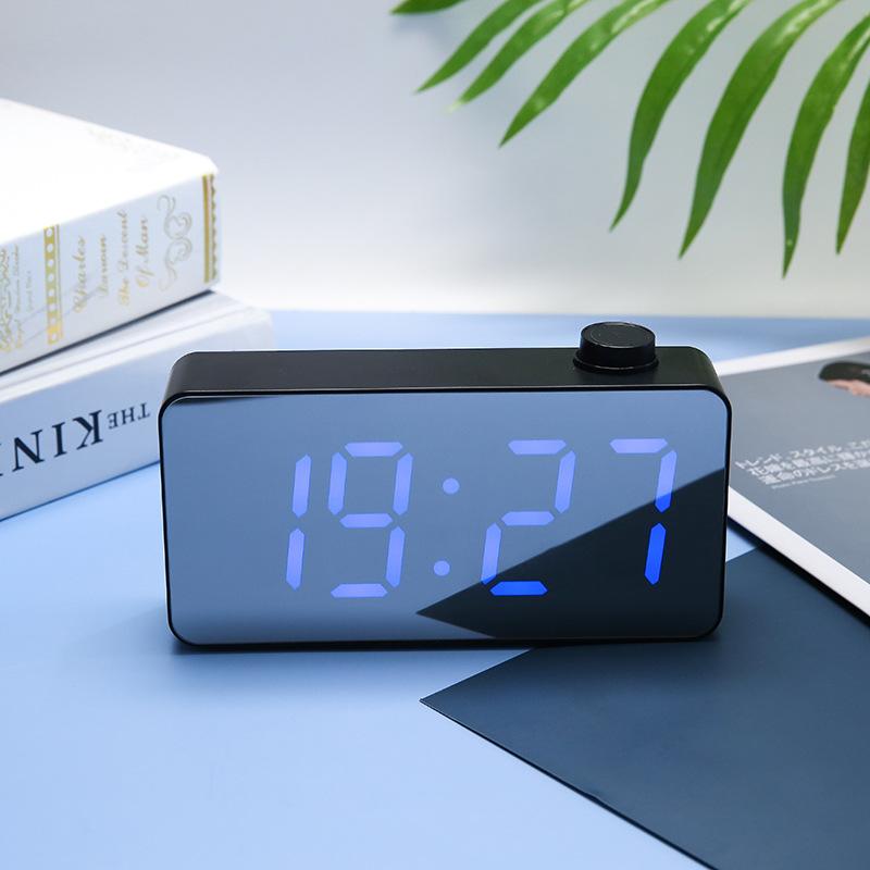 Creative Knob Electronic Clock Clock Digital Mirror Clock Knob Electronic Alarm Clock Mirror Clock Simple Table Clock
