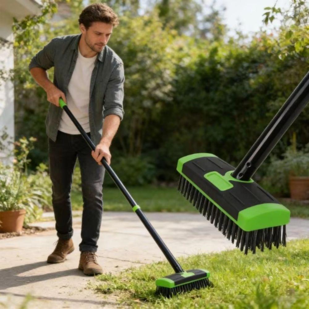 3 In 1 Weed Brush Extendable Handle Replaceable Brush Heads Multi Head Brush Multi-Functional Manual Weeding Brush