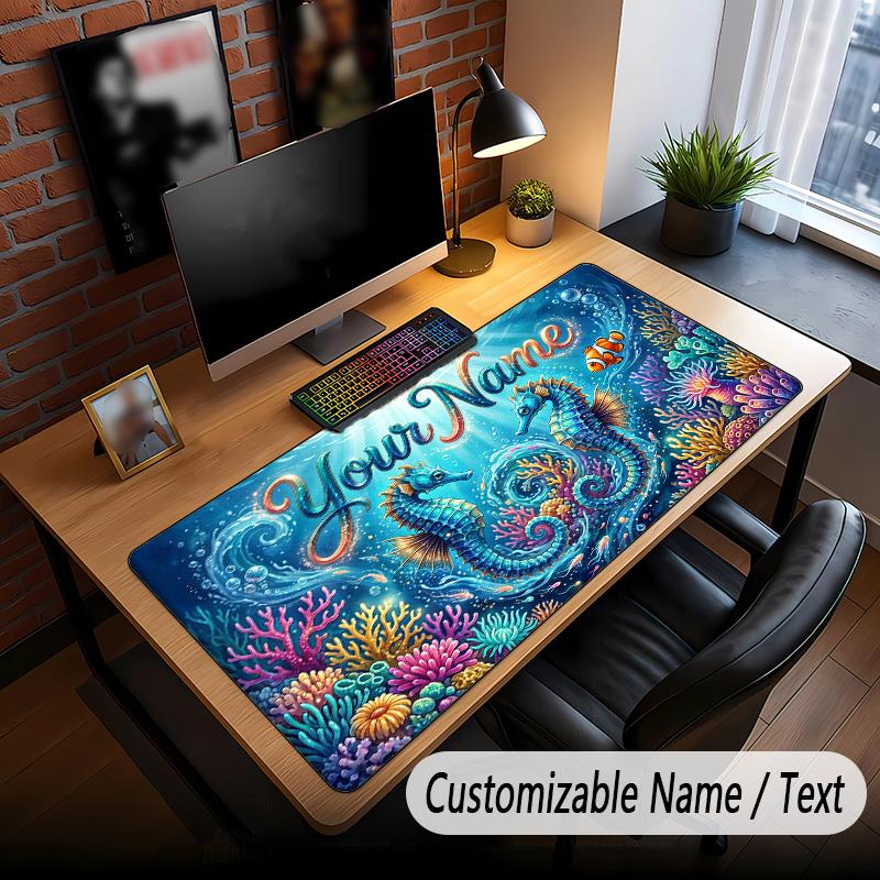 Fish Ocean Theme Custom Mouse Pad Personalized With Name Text Customized Desk Mat For Office Home Decor