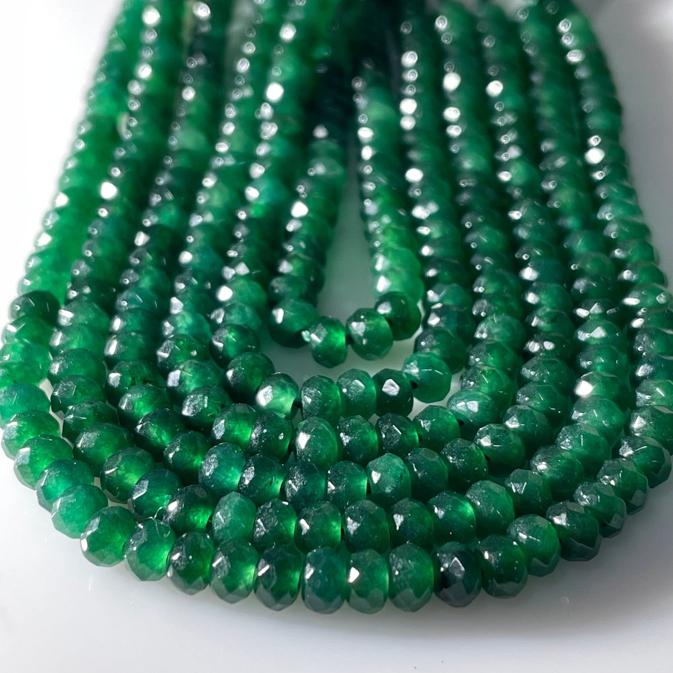 Zambian Emerald Faceted Beads Strand: Green Jewelry Making (4mm) 24 Inch