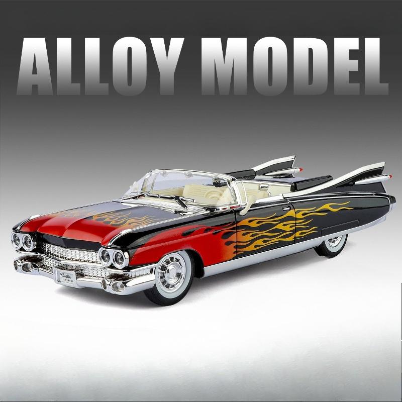 Simulation 1:24 Cadillac Alloy Retro Car Model with Pull-Back Sound and Light Collection Miniature Voiture Home Decor Gift