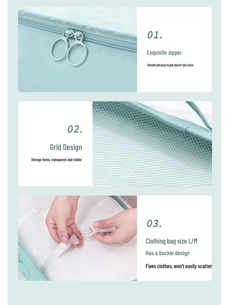 Twill 8-piece Multi-purpose Travel Storage Bag Set for Clothes & Toiletries