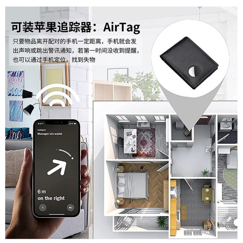 Anti-theft Brush Genuine Leather RFID Wallet Short Anti-magnetic Men's Top Layer Cowhide Airtag Tracker US Dollar Clip