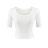 Crew neck medium sleeve T-shirt women's summer new American Spice Girl style solid color thin bottoming shirt top