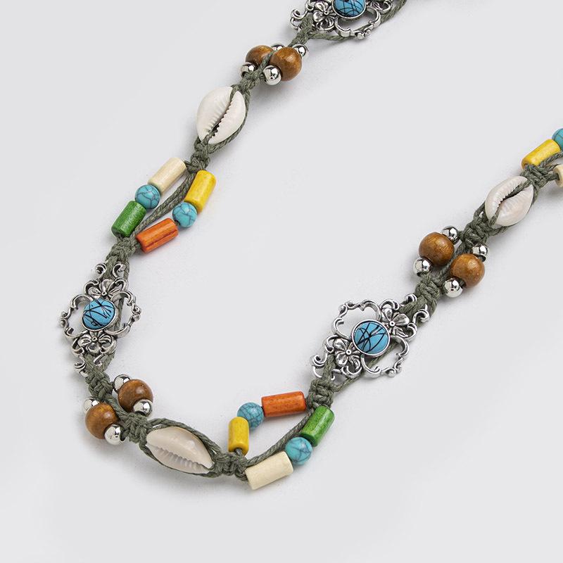 Bohemian Belt, Ethnic Style Belt, Colorful Wood Beads and Shells, Spring and Summer Belt, Vacation and Travel Style Women's Waist Rope