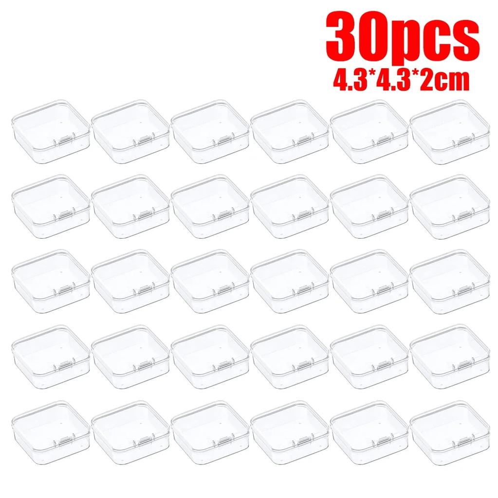6-48Pcs Clear Small Containers Plastic Square Bead Storage Box for Beads Jewelry Crafts Board Game Pieces Organization Wholesale