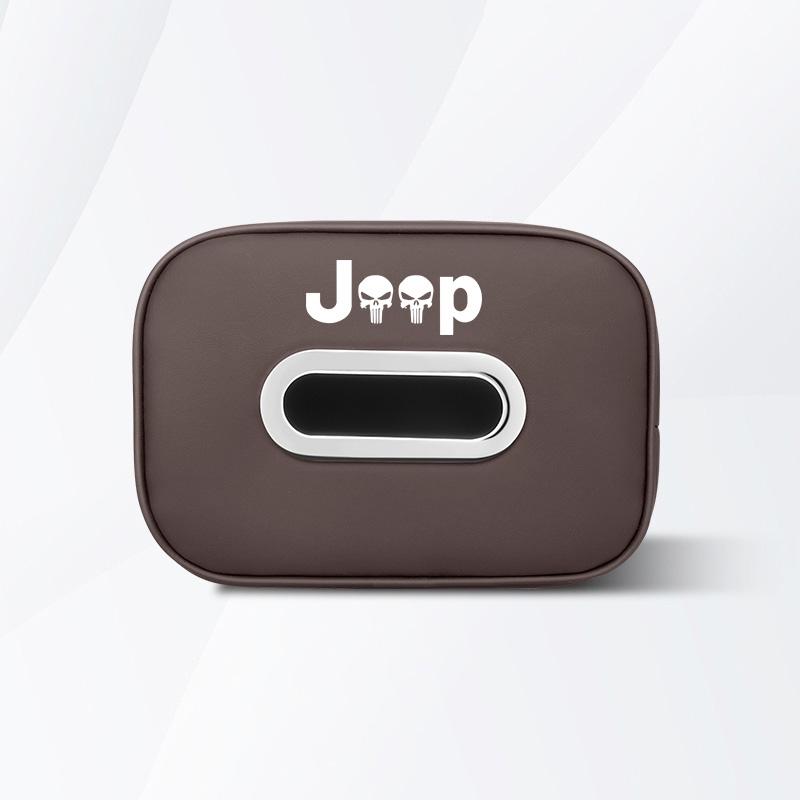 Car Tissue Box Quality Leather Auto Paper Towel Storage Bag For Jeep Grand Cherokee Wrangler JK Gladiator Compass Renegade Recon AKW1