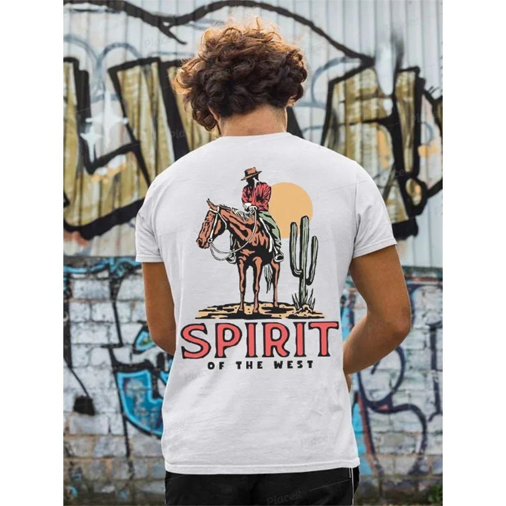 Men Cotton T-Shirt Short Sleeve Denim Graphic Apparel Harajuku Streetwear ONeck Tshirts Oversized Summer Men Tee Cowboy Clothing