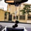 Rhinestone Crystal Plush Pendant Auto Rearview Mirror Ornament Bling Car Mirror Hanging Accessories Car Interior Decoration