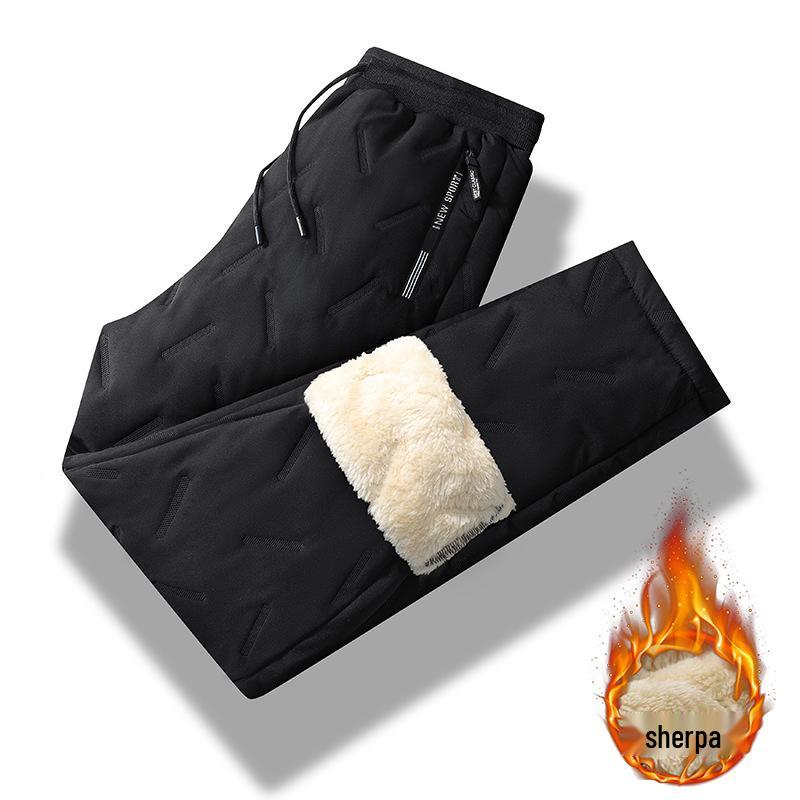Men's Waterproof, Warm Lamb Fleece Pants - Loose Fit, Plus Size, Straight-Leg, Autumn/Winter Essentials