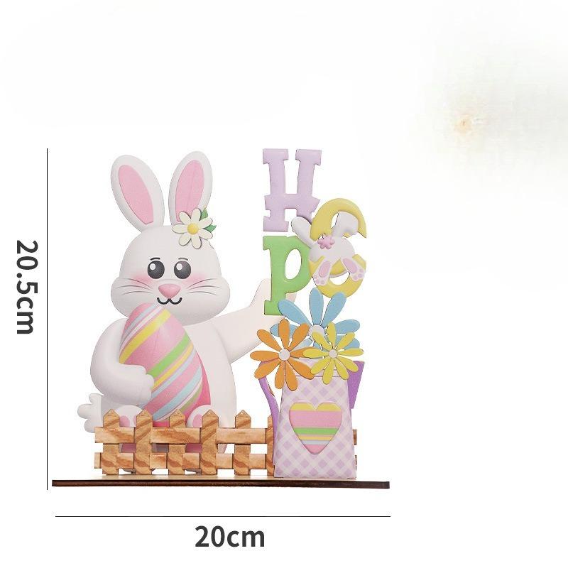 Easter Decorations - Multi-layered Easter Bunnies and Easter Eggs Wooden Display Pieces - Home Party Gifts