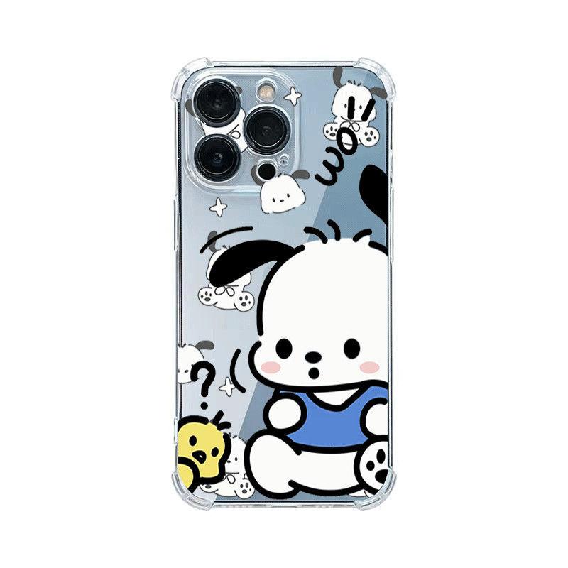 Transparent Four-corner Anti-fall Mobile Phone Case, Light Luxury and High-end for Apple Mobile Phone Protective Case All-inclusive Girl Cartoon