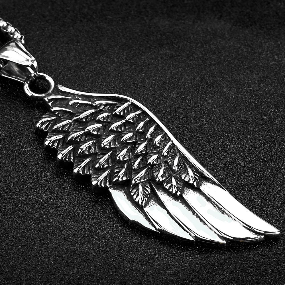 Retro Wing Design Titanium Steel Men's Necklace Trendy Nightclub Pendant Jewelry