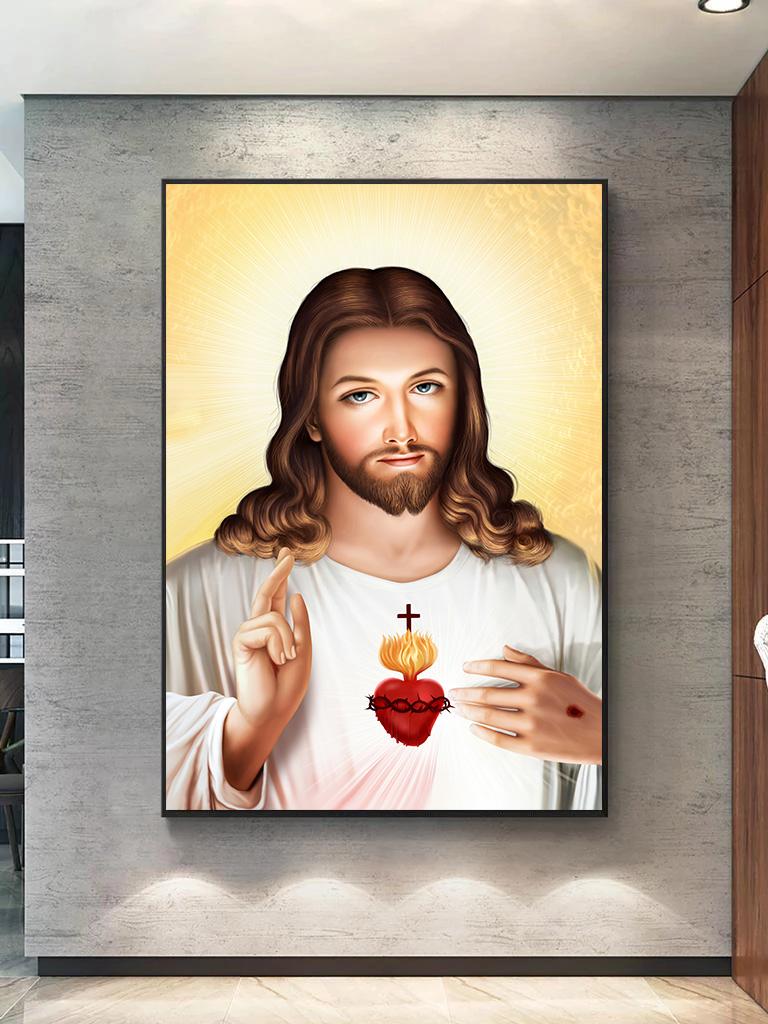 Heiligstes Herz Jesu Wandkunst Leinwandgemälde Wandposter Cuadros Dekor Hintergrund Wanddekoration