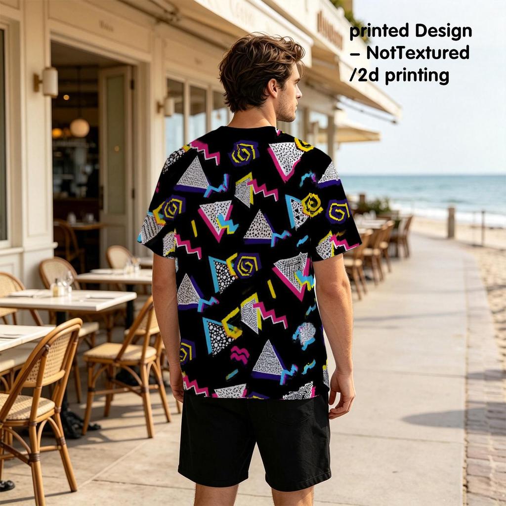 Men's Polyester 2D Print Geometric Series Short Sleeve T-Shirt Casual Fashion Top for Halloween Daily Wear