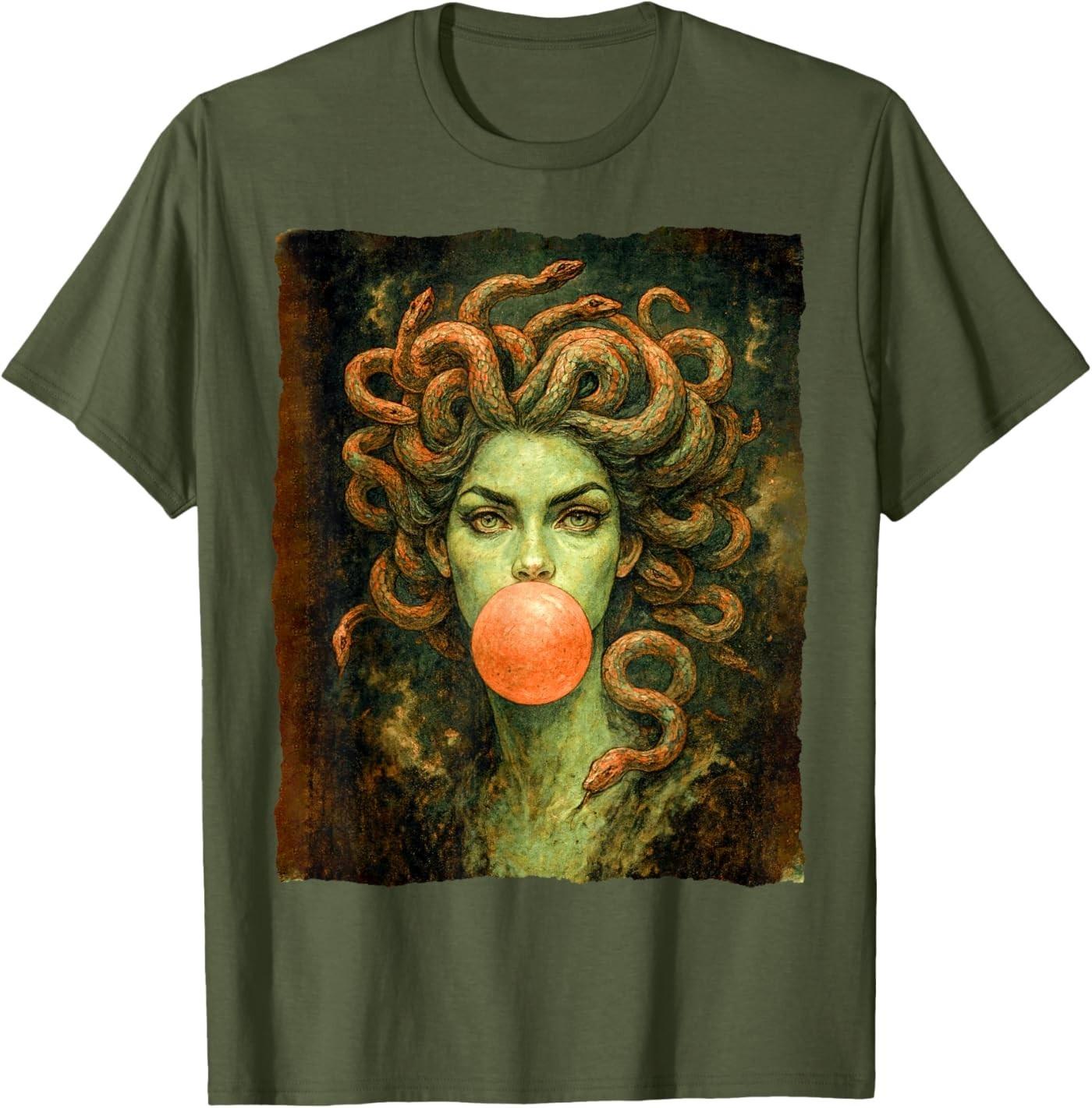 Medusa Bubblegum Vintage Greek Mythology Feminist Art T-Shirt S разноцветный