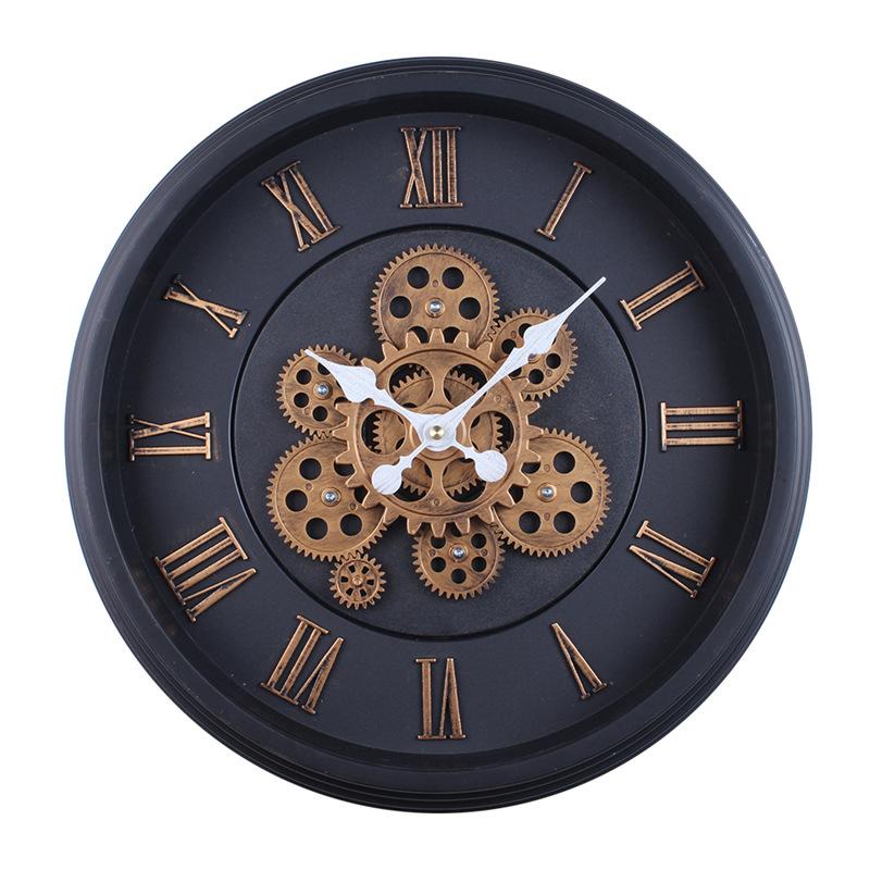 45CM Retro Gear Wall Clock Mechanical Living Room Bedroom Light Luxury Simple Creative Clock Silent Clock Round
