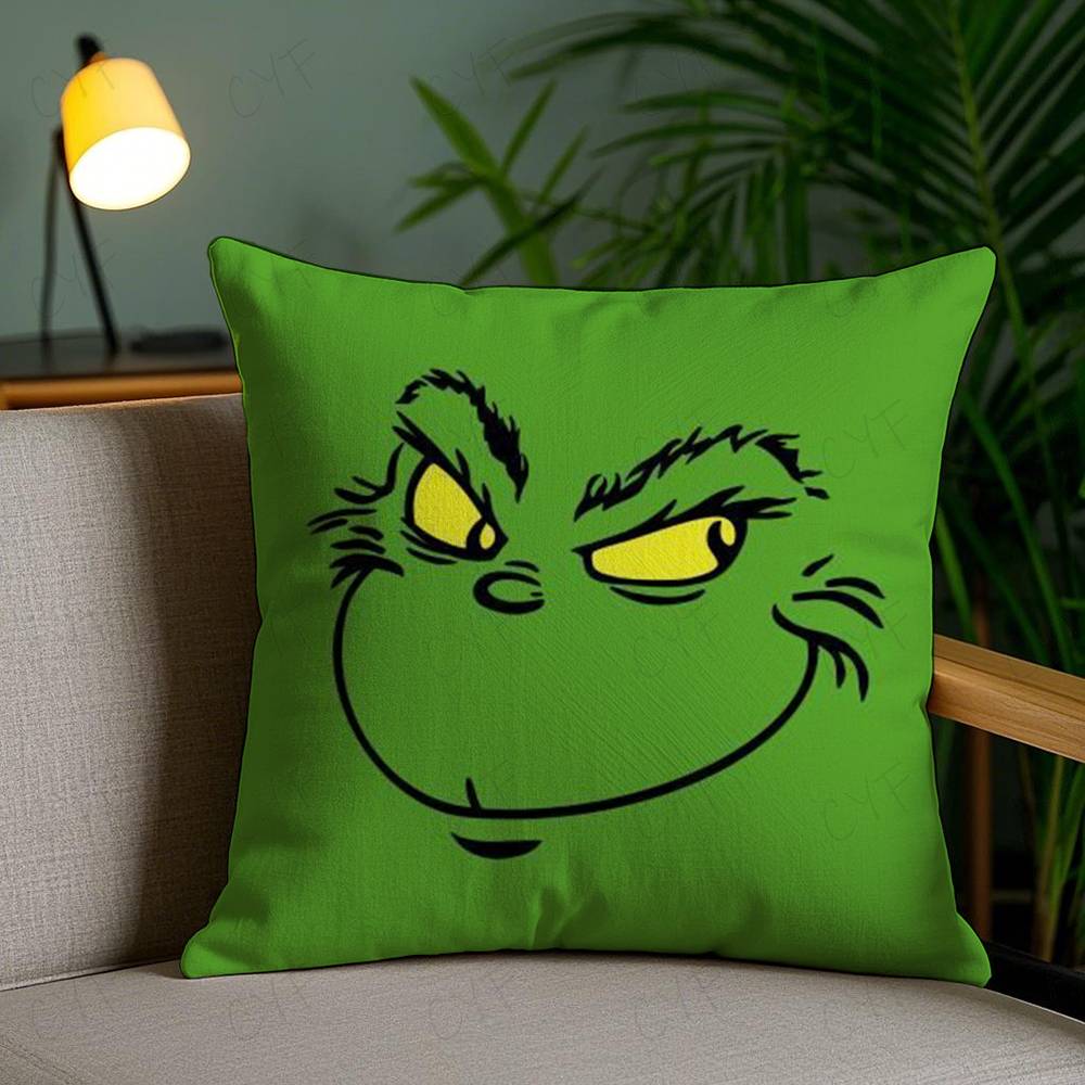 Federa per cuscino Film The G-Grinch C-Christmas Antiacaro Cerniera invisibile morbido peluche corto Copricuscino per divano