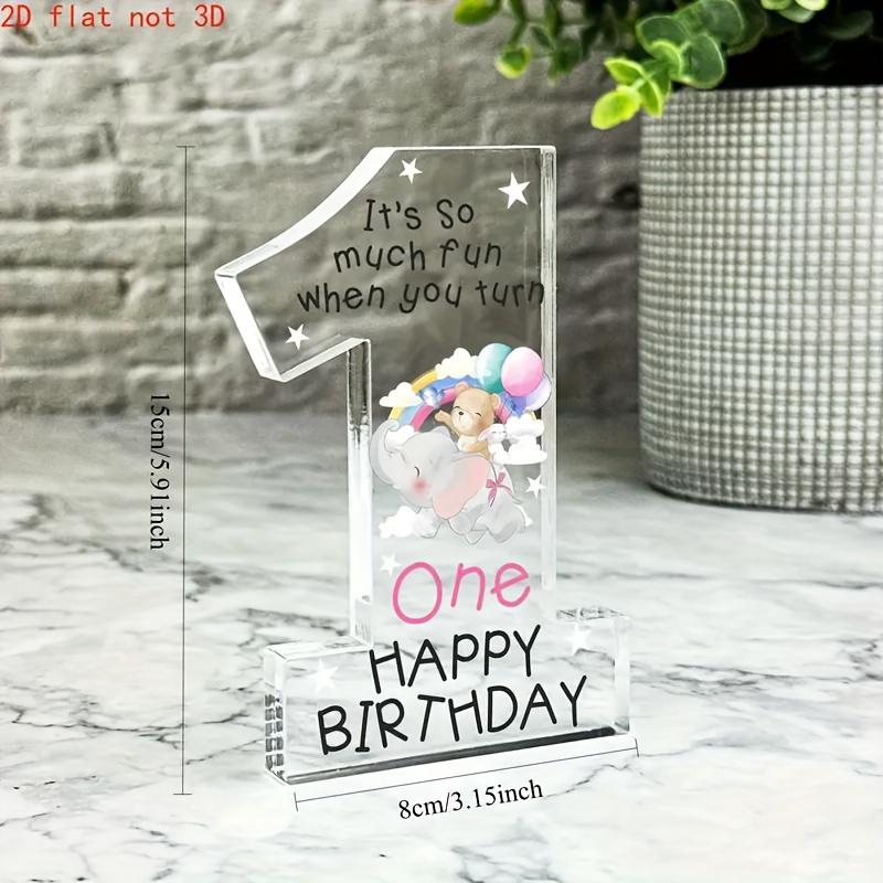 1pc Fun Birthday Decoration with Cute Tiger and Number 1 - Transparent Acrylic Happy Birthday Plaque, Desktop Decor, Gift for Birthday Girl/ Boy 