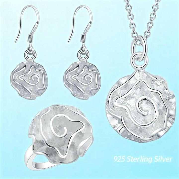 

New Copper charms flower necklace earrings rings for woman Fashion designer Fine Jewelry sets Wedding gifts 9