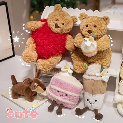 New Love Bear Doll Triangle Cake Barcelona Bear Doll Magnolia Latte Milk Tea Cake Plush Toy