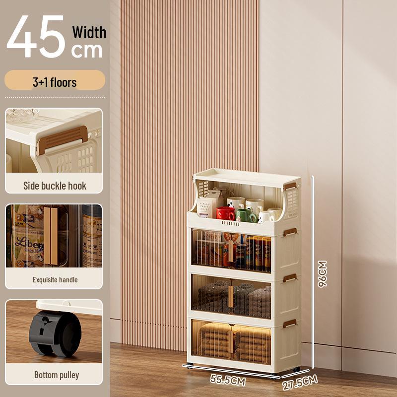 Foldable Dustproof Multi-Layer Storage Cabinet for Kitchen & Living Room