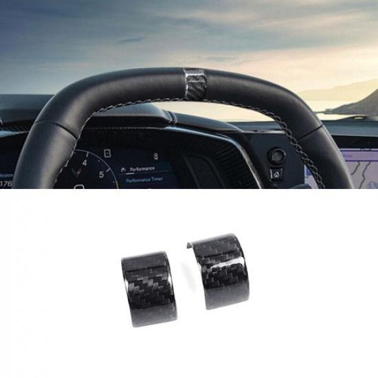 Real Carbon Fiber Car Steering Wheel Ring Cover Trim For Corvette C8 -2024