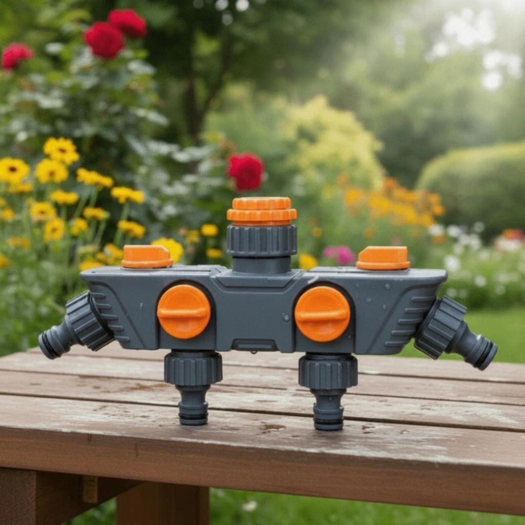 4 Outlet Hose Splitter Individual Water Diverter Easy To Install Garden for Yard,