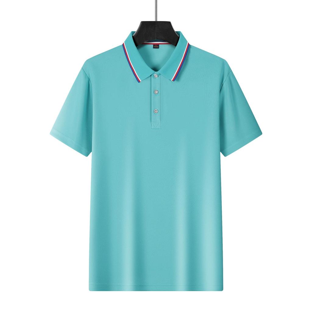 Breathable Summer Turn-Down Collar Polo Shirt - Solid Color, Short-Sleeved, Comfortable, Customizable Workwear T-Shirt