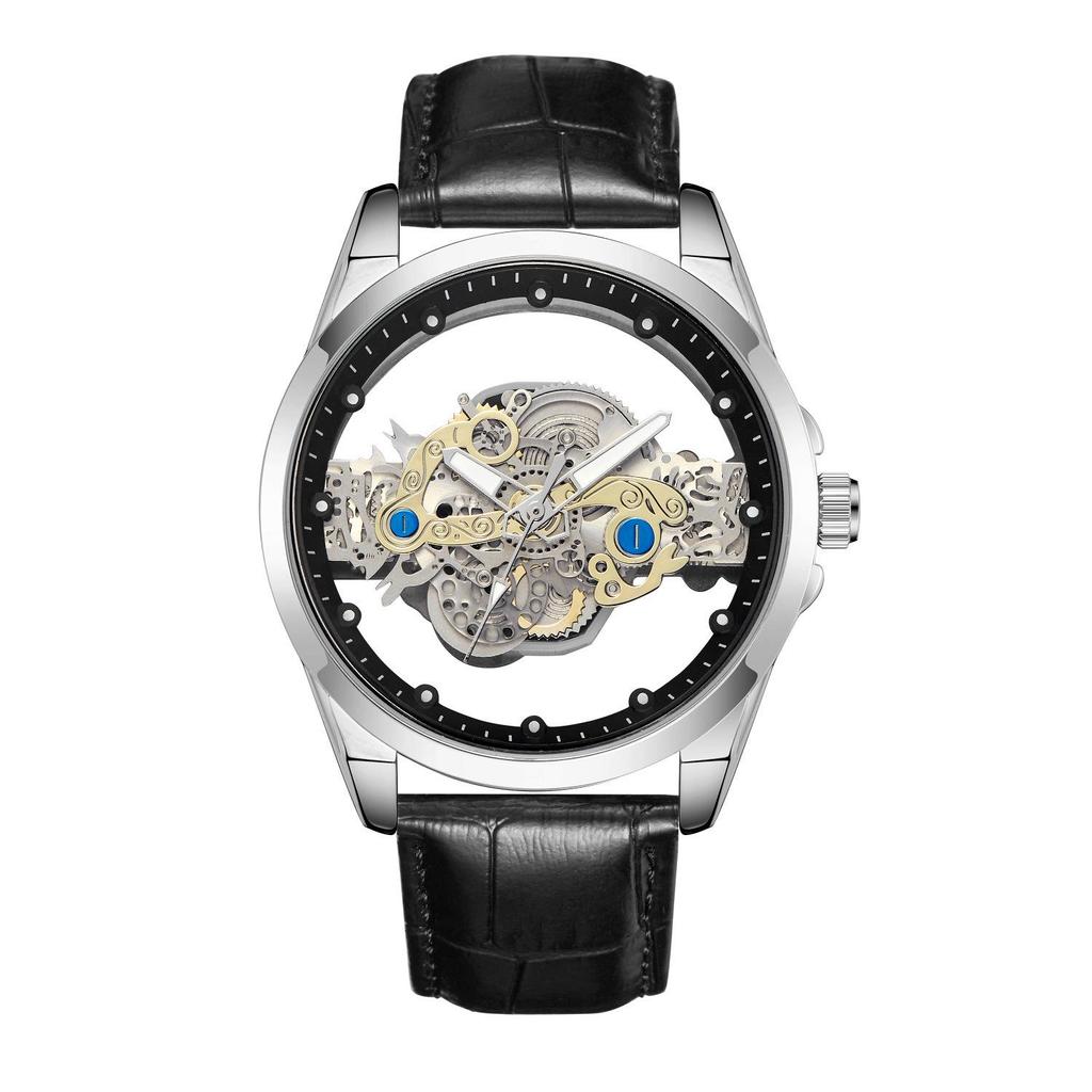 Leuchtende, wasserdichte, hohle, transparente Herrenuhr