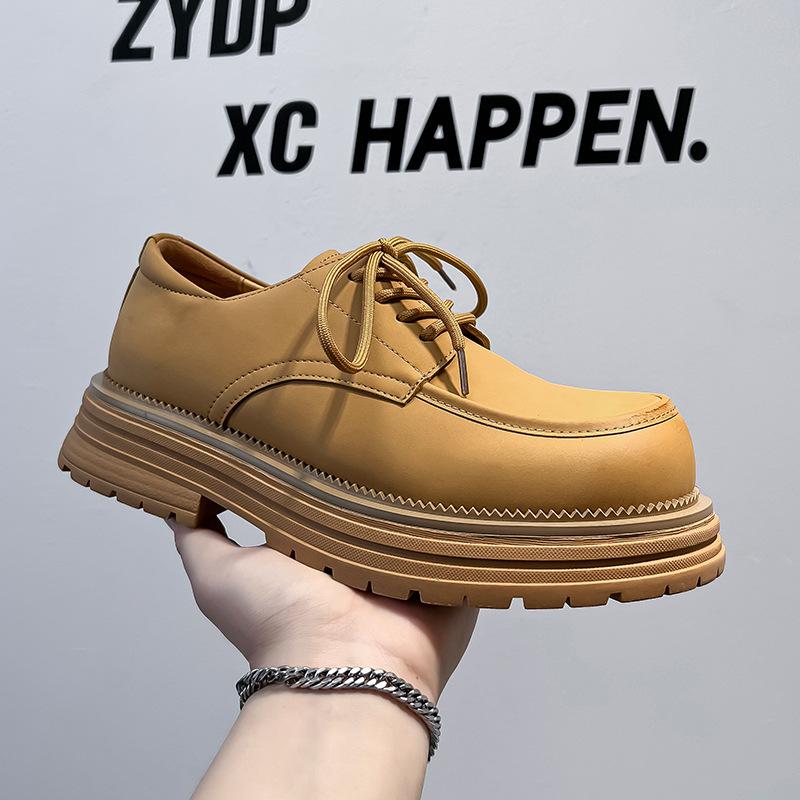 Schnürschuhe kleine Lederschuhe Herren Britischer Stil Studenten Plateauschuhe 2024 neue College Slipper 44316-A