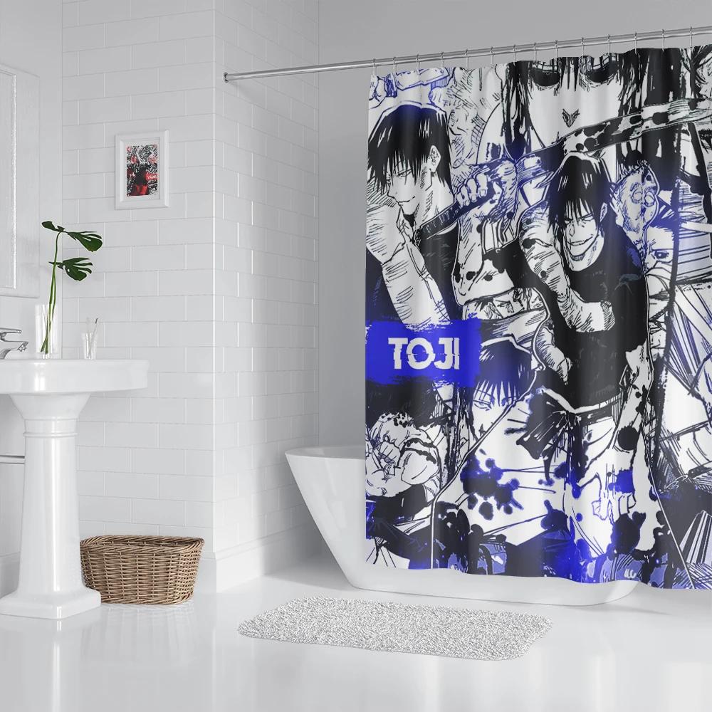 Anime Bathroom Shower Curtain With Hooks, Decorative Bathroom Curtains And Accessories