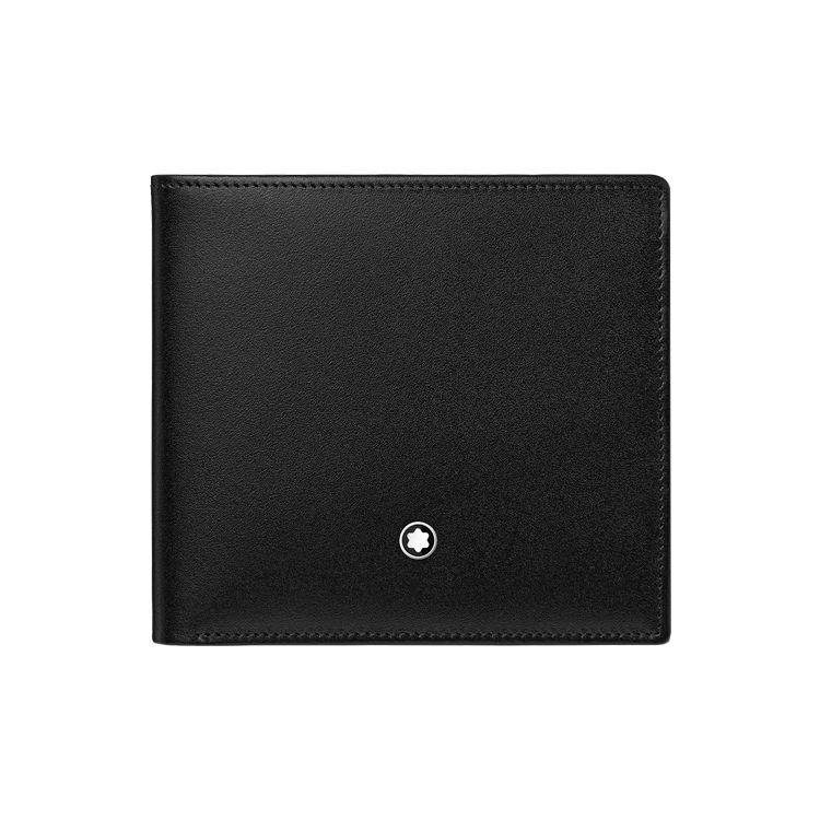 Montblanc Logo Grain Leather Wallet Men wallet Black 126206 Gift Set(Basic Set+Box+Shopping Bag)