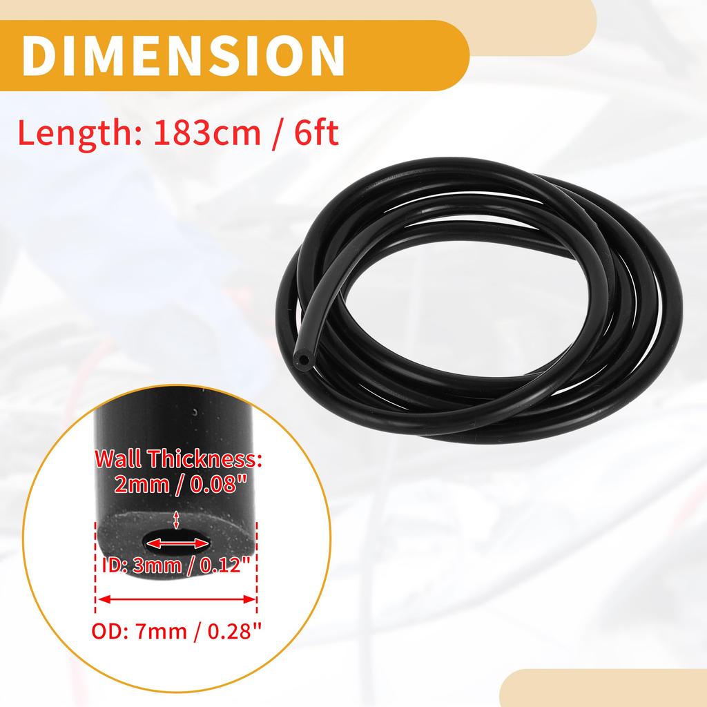 Partuto 1pc 130PSI Max Pressure Universal Silicone Vacuum Tube Hose Car Auto Vacuum Line