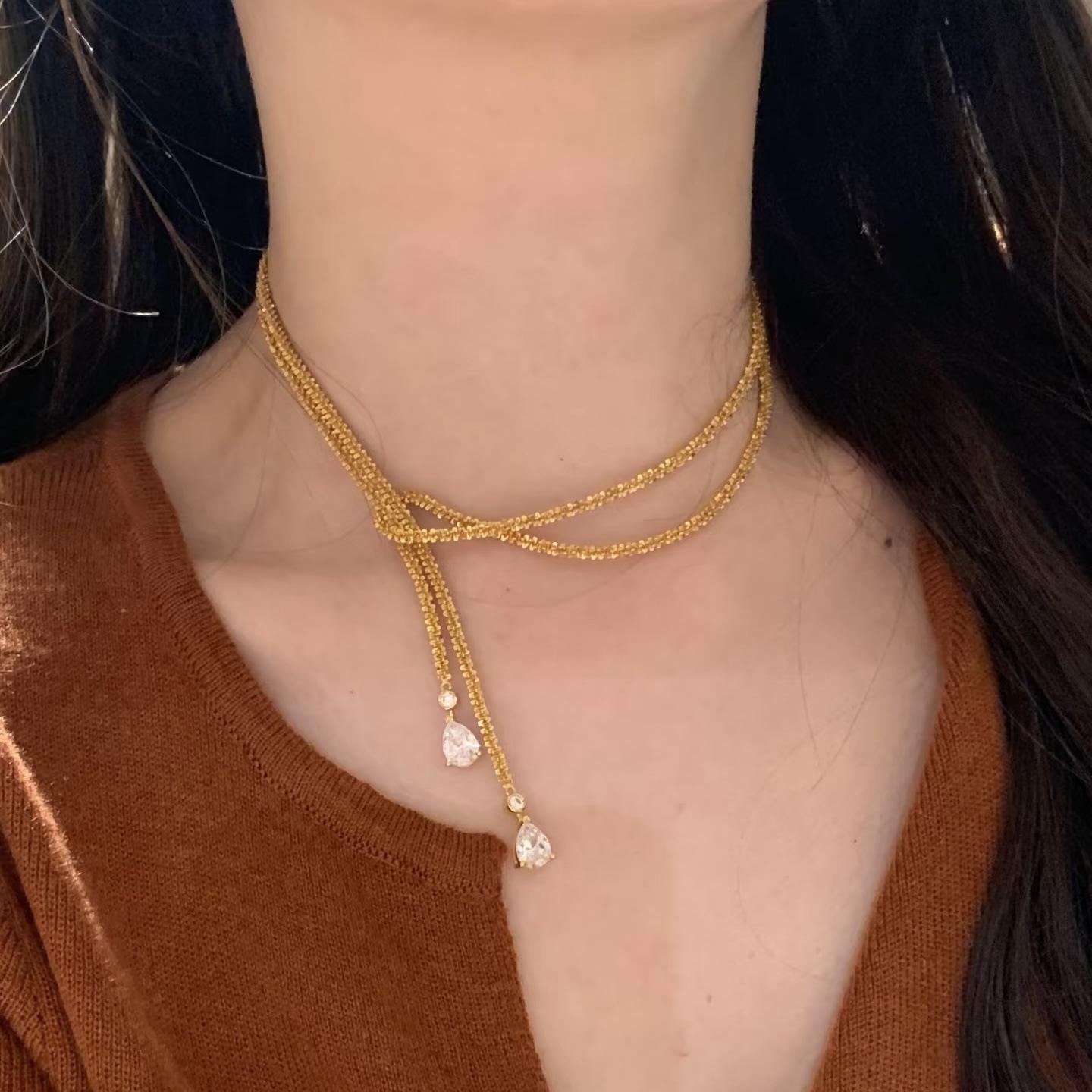 Gold String String Burst Flash Multi-Purpose Sparkling Sweater Chain Gypsy Star Necklace Niche Cauliflower Chain Long Bare Chain Waist Chain
