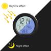 Automotive Armaturenbrett-Halterung Klebstoff Runde Uhr Digitales Thermometer Uhr Solarbetriebene Uhr Auto Innenraum Hintergrundbeleuchtete Uhr