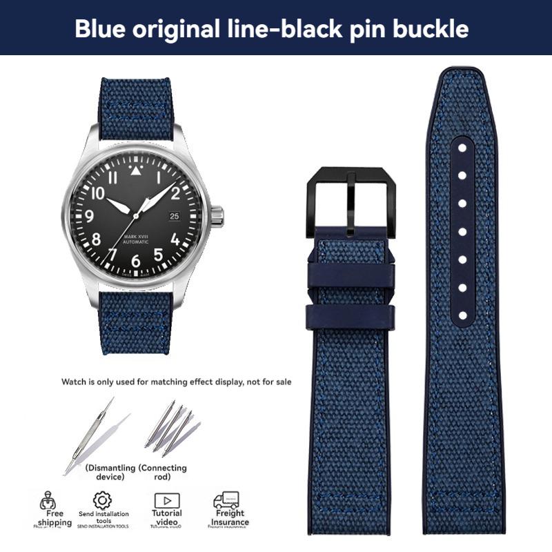 

Новий 20 мм 21 мм ремінець для годинника IWC з тканинним візерунком, основа з фторкаучуку (FKM), ремінець пілота IW389404, браслет, водонепроникний ремінець для чоловічих годинників 21mm