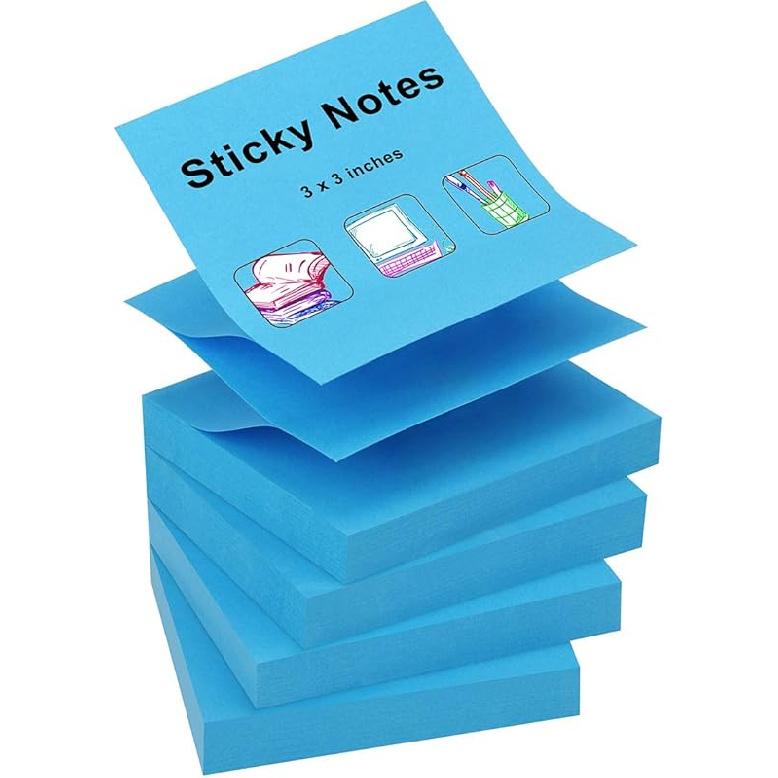 ZCZN 400 Sheets Pop-up Sticky Notes, 3 x 3 Inches, 4 Pads Bright Color Self-Stick Notes, 100 Sheets/Pad, Pink синий
