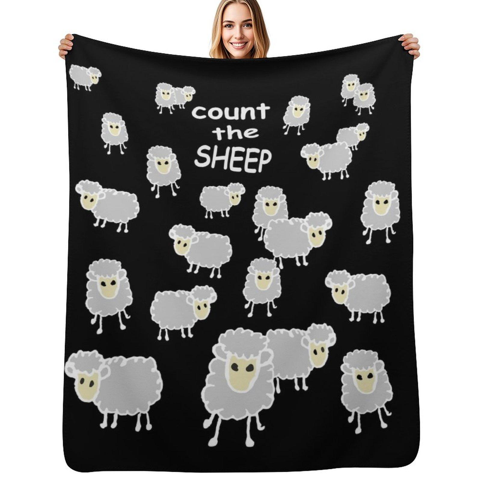 counting sheep, white Throw Blanket Soft Sherpa Fleece Warm Blanket for Winter Size: 75*100cm, Weight: 230 GSM